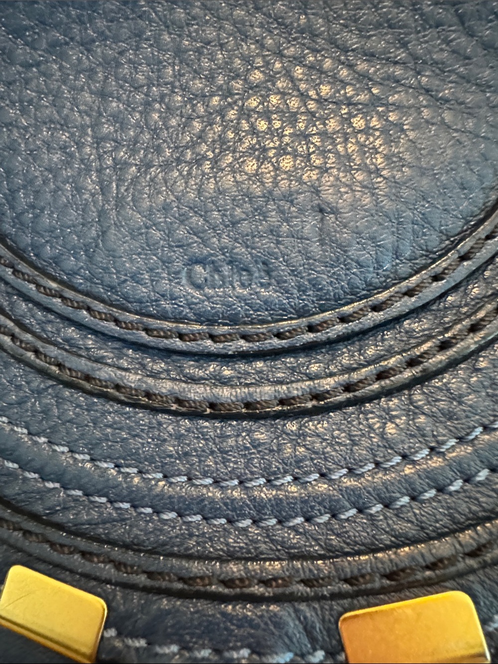 Chloe Marcie Small saddle bag blue leather - Picture 2 of 15